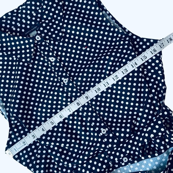 Tommy Hilfiger Shirtdress 100% Cotton Sleeveless Polka Dot Classic Navy NWT - Picture 8 of 11